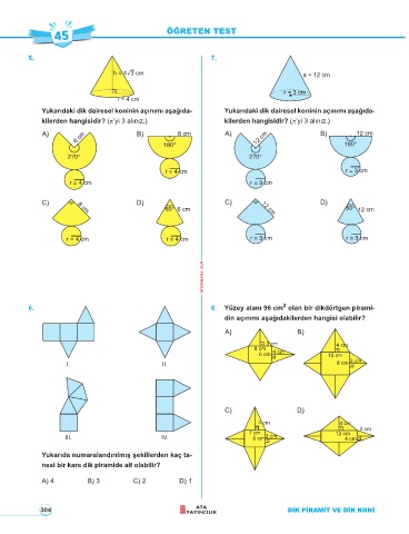 Page 304 - Yeni Ben Korkmam 8. Sınıf Matematik
