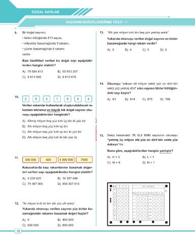 Page 11 Ata Yayincilik 5 Sinif Ben Korkmam Matematik Soru Bankasi