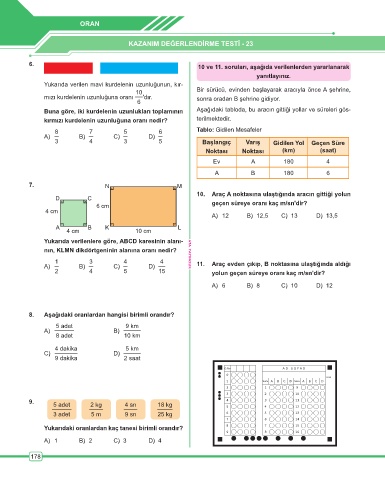 Page 179 Ata Yayincilik 6 Sinif Ben Korkmam Matematik Soru Bankasi