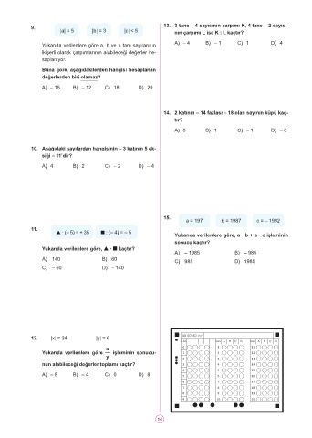 Page 15 - ATA YAYINCILIK 7. Sınıf Matematik Yaprak Test